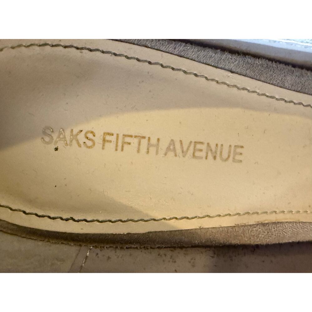 SAKS FIFTH AVENUE CLara Tan Suede Lace Up Heels Pumps Shoes 7 - Picture 3 of 5